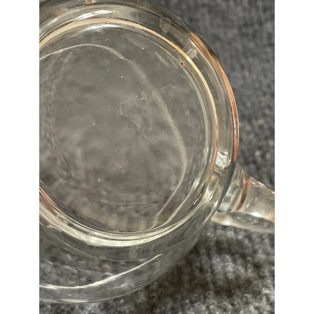 Vintage Etched Glass Jam Jar with Lid and Handle Clear Floral Condiment Server